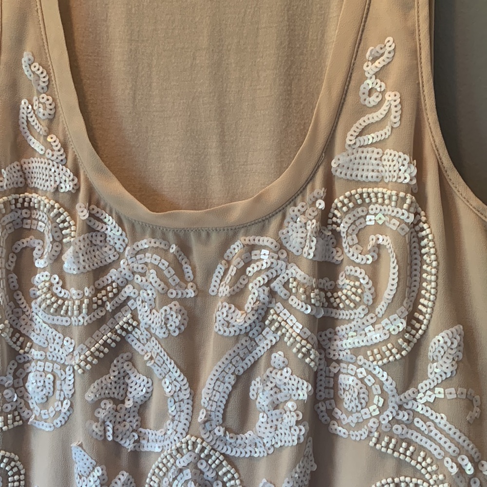 Express sequined nude and white detailed  tank. EUC. Size S
